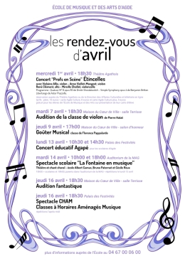 Les rendez-vous d'avril